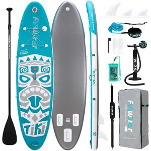FunWater Inflatable Stand Up Paddle Board with Beginners SUP Accessories | 10'6'' SUP,Anti-Slip EVA Deck,400lbs Capacity/Big Fin，Inflatable Paddle Boards for Adults & Youth of All Skill Levels