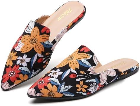 Tilocow Mules for Woman Comfortable Pointed Toe Backless Loafers Flat Mule Business Casual Shoes Slides Slip on(size 11)