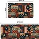 Artoid Mode Plaid American Flag Stars Freedom Glory Patriotic 4th of July Kitchen Mats Set of 2, Memorial Day Home Decor Kitchen Rugs for Floor - 17x29 and 17x47 Inch