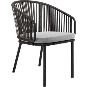 Modway Harbor Outdoor Patio Aluminum and Woven Rope Dining Armchair in Charcoal Gray