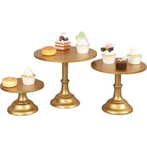 3 Pcs Metal Cake Stand Set 8/10/12 inch Dessert Table Display Perfect for Baby Shower Wedding Birthday (gold)