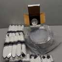 I00000 350 Pcs Clear and Black Plastic Plates,Black Dinnerware Set, Include 50 Dinner and 50 Dessert Plates,50 Plastic Cups,50 Pre Rolled Napkins with Cutlery for Party