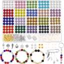 Rhinestone Beads 10mm, 408pcs Disco Ball Beads Set for Jewelry Making, Funtopia Sparkle Crystal Clay Bead, Colorful Bling Bead with Charms Spacer Beed for Bracelet Necklace Earring Crafting