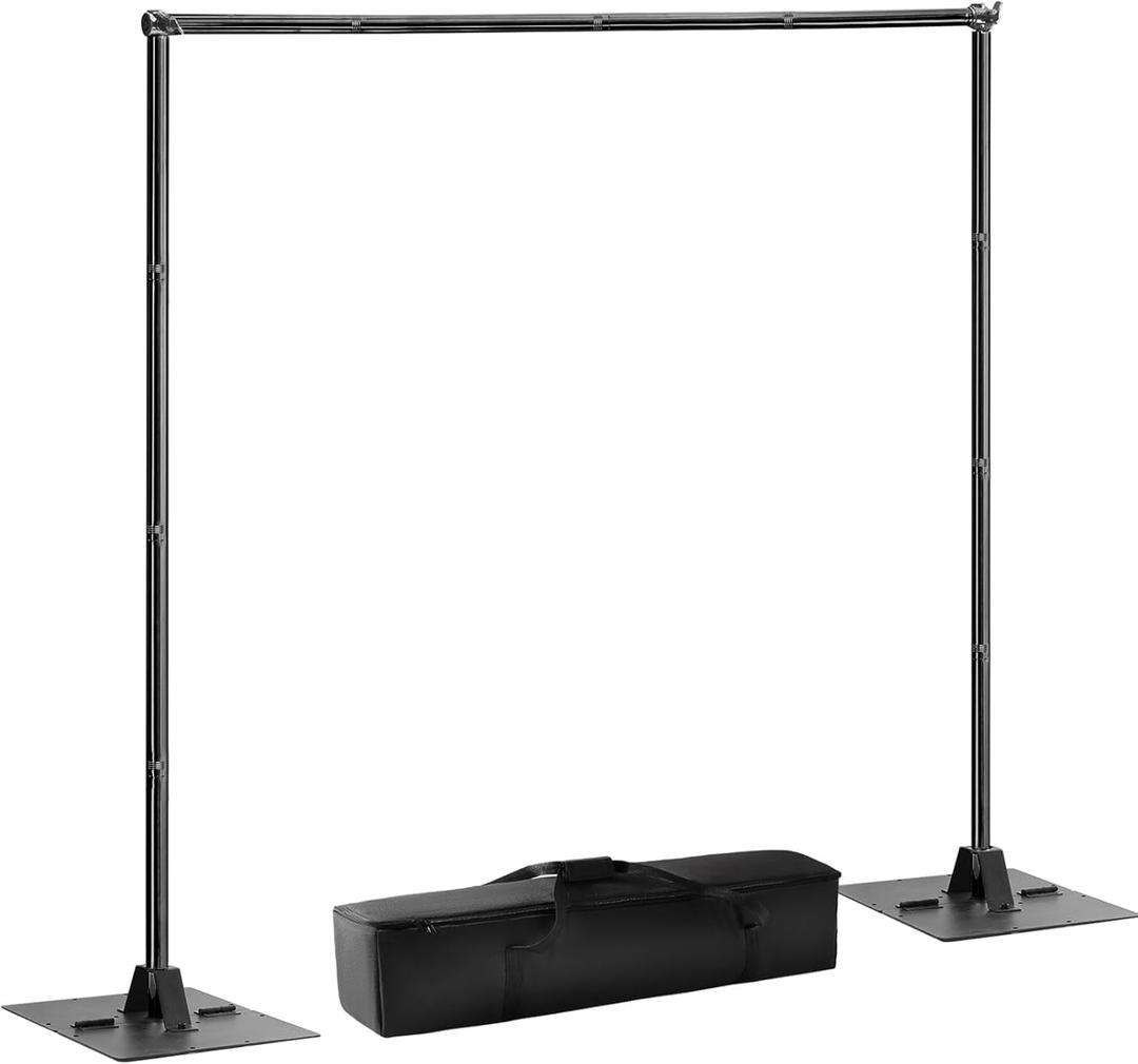 Heavy Duty Pipe and Drape Frame Kit 10x10ft Adjustable Height/Width Photography Background Support Poles All-Metal Construction Backdrop Stand for Party, Birthday, Wedding - Black, 10ft10ft