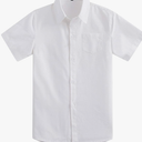 Spring&Gege Boys' Short Sleeve Dress Shirts Formal Uniform Woven Solid, Color: White, Size 13-14Y