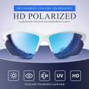 DEAFRAIN Polarized Sports Sunglasses for Men Women Cycling Running Fishing Glasses TR90 Unbreakable Frame UV Protection Z87 (Bright White/Blue Frame/Ice Blue Revo Lens)
