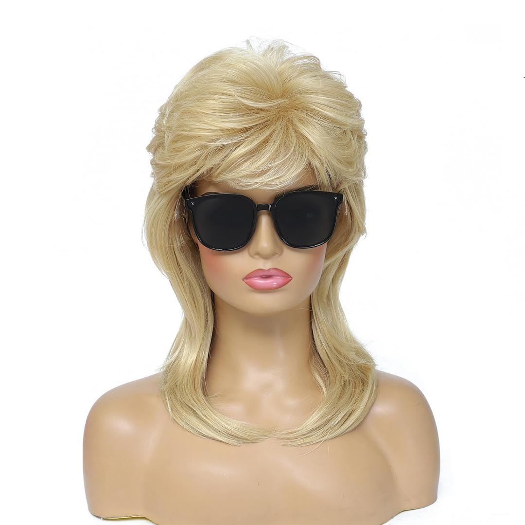 Adequate Mullet Wigs for Women,Joe Dirt,Emo Wig,80s 90s Costumes Fancy Party Accessory Cosplay Wig. Halloween Man x (Light Blonde)