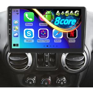 EKAT 8 Core Car Radio Stereo for Jeep Wrangler JK 2007-2018 Compass Grand Cherokee Dodge Ram with Carplay/Android Auto Upgrade 4GB+64GB