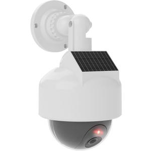 WALI Solar Fake Security Camera, Wireless Dummy Dome Camera Simulated Surveillance Cameras for Home Garden& Business Outdoor/Indoor with Flashing Red LED(DOW-SOL),White