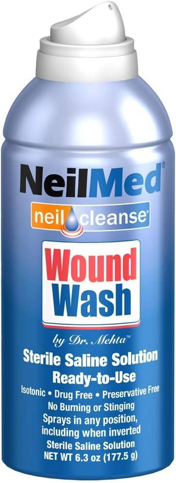 NeilMed Cleanse Sterile Saline Wound Wash, 6.3 Ounce (6.3 Fl Oz (Pack of 1))