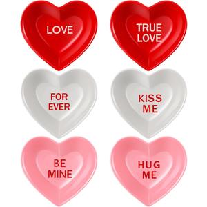 6 Pcs Valentine's Day Dishes Heart Candy Dishes Dessert Fruit and Snack Plates for Party Valentine's Day Wedding Home Decoration