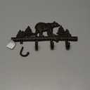 Decorative Wall Mounted Hook with Three Black Bear Cubs Hanging on a Tree Branch for Coats, Towels, Bags, Caps and More - Cabin Lodge Style Decor