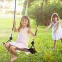 PELLOR Wood Swing Seat, Carbonized Hanging Wood Tree Swing 16.9 x7.9 x0.5 in for Adult Kids Children Anticorrosive & 100% Waterproof Wooden Swing Set 440lbs Load Indoor Outdoor Backyard Play
