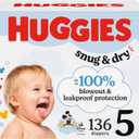 Huggies Size 5 Diapers, Snug & Dry Baby Diapers, Size 5 (27+ lbs), 136 CounT