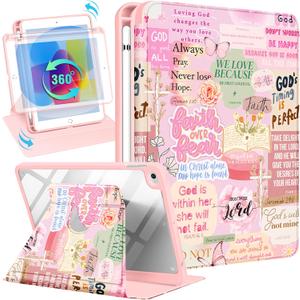 Uppuppy for iPad mini 4 Case for iPad mini 5th Generation Case - 360 Rotating Stand Folio Smart Cover with Pencil Holder for Women Girls, Christian Words for Apple Tablet Mini 7.9 inch 2019/2015
