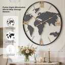 Pytha Sight 36 Inch Oversized Giant Extra Large Modern Decorative Metal World Map Wall Clock,Big Vintage Gold Roman Numeral Wall Clocks for Living Room,Entryway,Office,Fireplace,Dining Room
