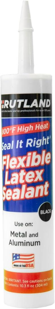 Rutland Products 800°F Flexible Latex Sealant, 10.3 Fl oz Cartridge, Black