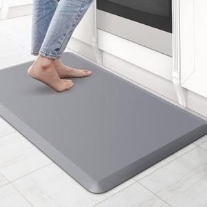 KitchenClouds Kitchen Mat Cushioned Anti Fatigue Rug 24"x 70" Waterproof Non Slip Standing Desk Mat Comfort Floor Mats for Kitchen House Sink Office (Grey)