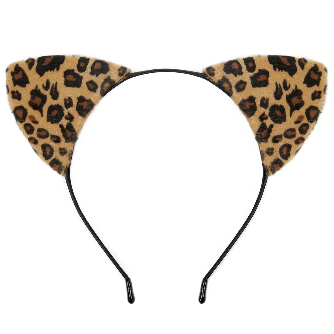 Huachi Leopard Ears Halloween Cat Ear Headband for Women, Cute Cheetah Print Ears Party Halloween Women Costume Accessories (1 Count (Pack of 1))