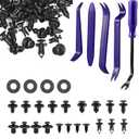 265PCS Bumper Retainer Clips with Trim Removal Tool Kit - Car Clips, Plastic Rivets, Automotive Fasteners for Front Bumper & Trim Panels, Compatible with GM Ford Toyota Honda Ch (Clips + Remover Blue)