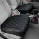 BEITK,2 Pack Leather Front Car Seat Cover Bottom Car Seat,Anti-Slip and Full Wrap Driver Car Seat Protectors Storage Pocket,Luxury Waterproof Bottom Auto Seat Cushion Pad MatMost Vehicles(Black)