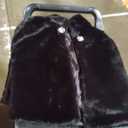 Womens Faux Fur Coat Cropped Fur Jacket Fluffy Long Sleeve Open Front Fuzzy Winter Warm Outerwear (Black,M-L)
