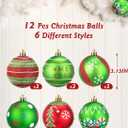 12 Pcs 3.15 Inch Christmas Ball Ornaments, Christmas Tree Decorations Set, Glittering Plastic Hanging Decoration, Elf Balls Swirl Candy Cane Peppermint for Christmas Decorations