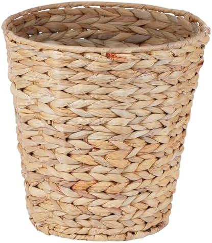 hardcometrue Boho Wicker Trash Can with Lid,Waterproof Bathroom Trash Can Hand Woven Wicker Waste Baskets for Kitchen Office Bedroom