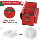 MODFUNS Christmas Ornament Storage Box 128 Ornaments Christmas Ornament Storage 600D Oxford Fabric Christmas Storage Box with Dual Zippers and Outter Pocket Large Organizer Bin for Xmas Decorations (Red)