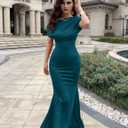 YMDUCH Women's Elegant Sleeveless Off Shoulder Bodycon Long Formal Party Evening Dress (Blue, XXL)