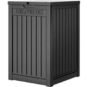Package Delivery Box for Outside, 48 Gallon Storage with Lockable Secure, Large Resin Outdoor Package Drop Container (Black)