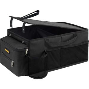 Car Seat Organizer-Car Organizer Front Seat Back Seat,Car Organizers and Storage,Passenger Seat Organizer with Lid Tissue Box Cup Holder (Grey) (Black)