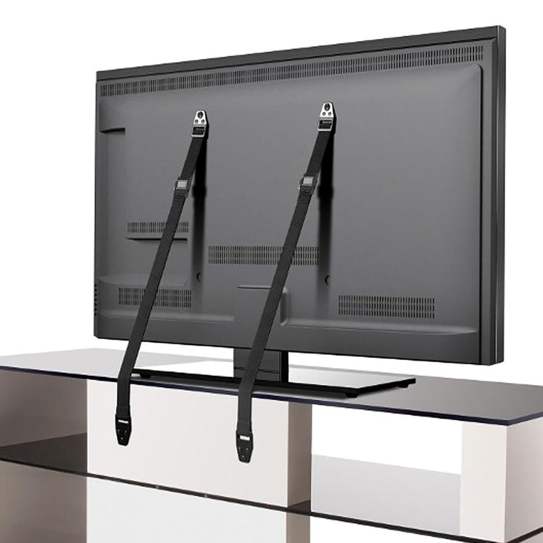 TV and Furniture Safety Straps  Metal Anti-Tip Furniture Straps for Baby Proofing - TV Straps Safety for Flat Screens - Earthquake Straps for Bookcases - Heavy-Duty Furniture Wall Anchors 2 Pack