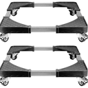 SINJEUN 2 Pack 19.7 to 25.6 inches Adjustable Furniture Dolly Stand, Telescopic Mobile Roller with 4 Locking Wheels, Adjustable Moving Dolly for Washing Machine, Dryer, Refrigerator, 500 Lbs Capacity