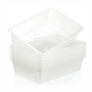 Sintuff 24 Pcs Plastic Paper Trays for Classroom, Stackable Letter Size Flat Organizer Bins for Teacher Desk, Turn in Classroom Trays File Storage Baskets for School Office Supplies(Blue)