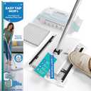 Hands-Free Flat Floor Sweeper Mop - Compatible with Most Pads | Foot-Tap Lock System - 360 Swivel & Adjustable Aluminum Handle - Includes Baking Soda Wet Wipes & 3D Layer Microfiber Cloth