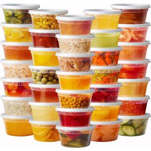 Pantry Value [12 oz. - 48 Count Plastic Food Storage Deli Containers with Lids - Perfect for Storing Soups, Sauces, and Snacks