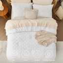 Bedsure Oversized King Comforter Set - White Comforter, Boho Tufted Distressed Vintage Bedding for Kids, 3 Pieces Farmhouse-Style Bed Set for All Seasons, Fluffy Soft Bedding with 2 Pillow Shams