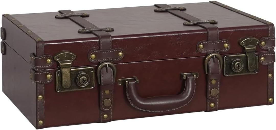 Vintage suitcase, small luggage compartment, fashionable vintage suitcase, travel style decorative storage box, perfect for wedding and souvenir decoration boxes (Retro Red)