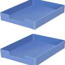 RHONZHAO Letter-Size Tray, 2 PCS A4 Plastic Stackable Paper Tray, Desk Drawer Organizer for Office, School, Home Storage (2X Blue)