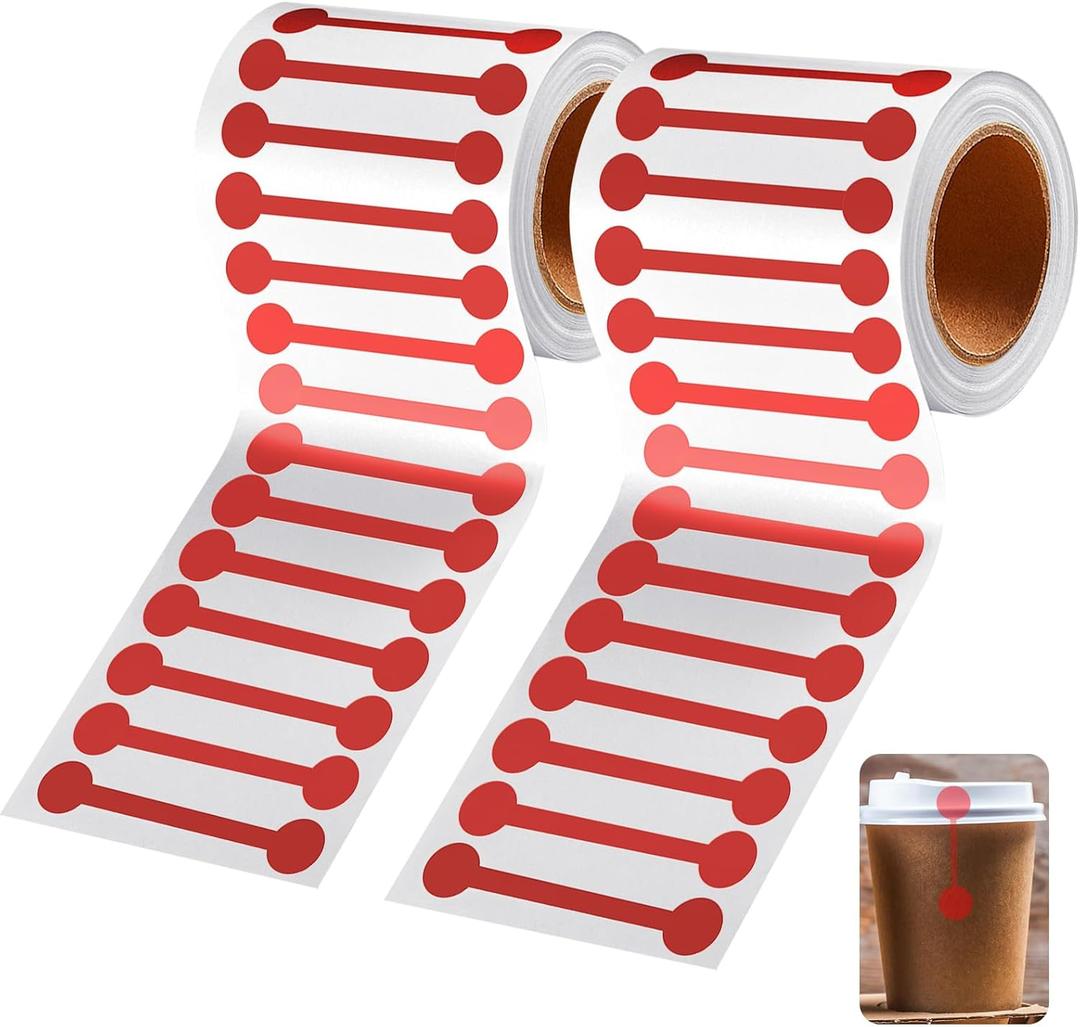 Teling 2 Rolls 1000 Pcs Tamper Evident Tape 2.75 x 0.5 Inch Tamper Proof Stickers Decals Evident Blank Tape Resistant Stickers for Food Drink Packaging Sealing Delivery Supply (Red)