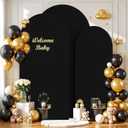 Wedding Arch Cover (7.2FT, 6.6FT, 6FT) Set of 3 Arch Backdrop Spandex Cover for Birthday Party Baby Shower Ceremony Banquet Decoration (Black, 7.2FT,6.6FT,6FT)