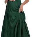 Maternity Casual Summer Maxi Dress with Removed Strap, Stapless Bohemian Beach Long Photoshoot/Baby Shower Dresses (Green, XL)