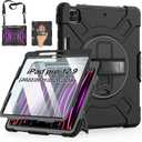 Case for iPad Pro 12.9 2022/2021/ 2020/2018: Cover for iPad Pro 12.9 6th/ 5th/ 4th/ 3rd Generation with Screen Protector- Stand- Pencil Holder- Handle- Shoulder Strap Black