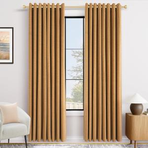 Gold Blackout Velvet Curtains 120 inch Long for Bedroom Grommet Chenille Curtain Light Blocking Thermal Insulated Luxury Elegant Modern Living Room Black Out Drapes Golden Brown Home Decor 2 Panels