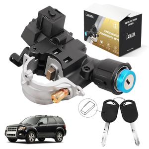 RAMATA 989-019 9L8Z3511A Ignition Switch Lock Cylinder with Key (chip: 46) Shear Bolt Compatible with 2008 2009 2010 2011 2012 Ford Escape, Mazda Tribute Mercury Mariner Ford Focus, Replace ZZDB66160