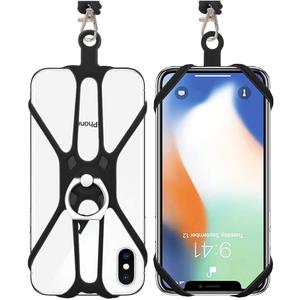 Cell Phone Lanyard Crossbody with Adjustable Neck Strap and Phone Ring Grip,Universal Lanyard for iPhone Lanyards (Black)
