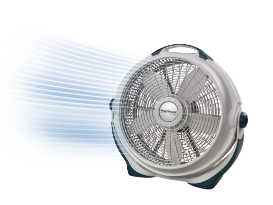 Lasko WindMachine 20" Large Floor Fan, with Pivoting Head for Whole Room Cooling, Portable Indoor 3-Speed Air Circulator, Gray, 3300