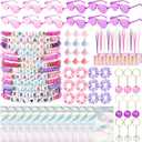 96 Pcs Kpop Party Favors, Friendship Popular Singer Party Gift with Sunglasses Bracelets Hair Ties Lanyard Card Holder Disco Keychain Kpop Goodie Bags for Women Girls Fans 80s Y2k Kpop Birthday Decor