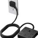 TESSAN Black Surge Protector Power Strip, Flat Plug Extension Cord 5 FT with 6 Outlets 3 USB Charger (1 USB C), 1700J Protection Multiple Outlets Charging Station for Home, Office, College Dorm Room